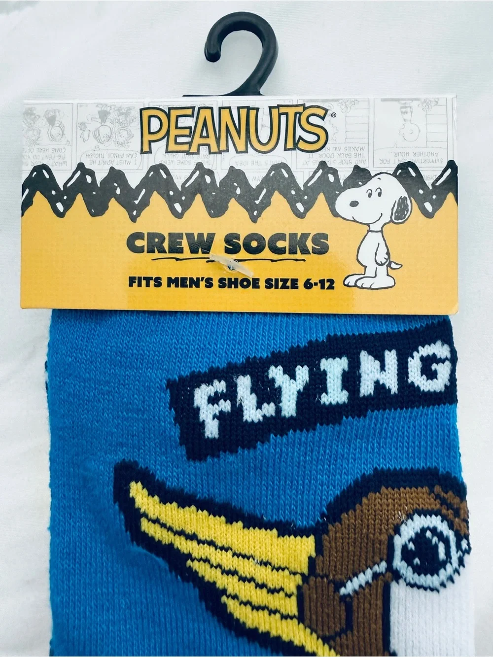 Peanuts Blue Snoopy Flying Crew Socks - Men's